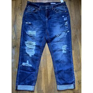 DARK BLUE, RIPPED AEROPASTALE "BOYFRIEND" JEANS-BNWT (SIZE 8)